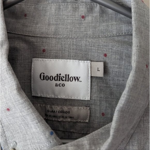 Goodfellow & Co gray 100% cotton polka dot button down shirt - Picture 3 of 6